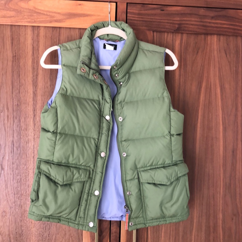 Green JCrew vest.